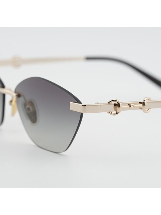 Gucci GG2050S 002 Sunglasses Gold Cat Eye Frame, Grey Lenses